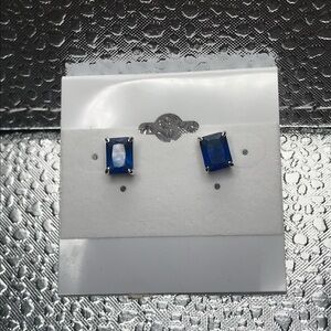 CZ Blue Rectangle Studs